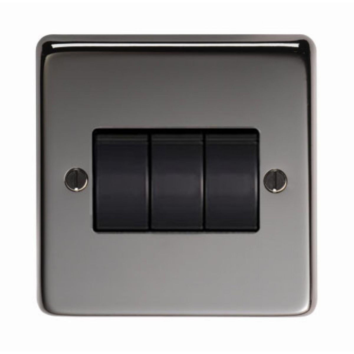 10 Amp Triple Switch Light Switch Finished in a Black Nickel