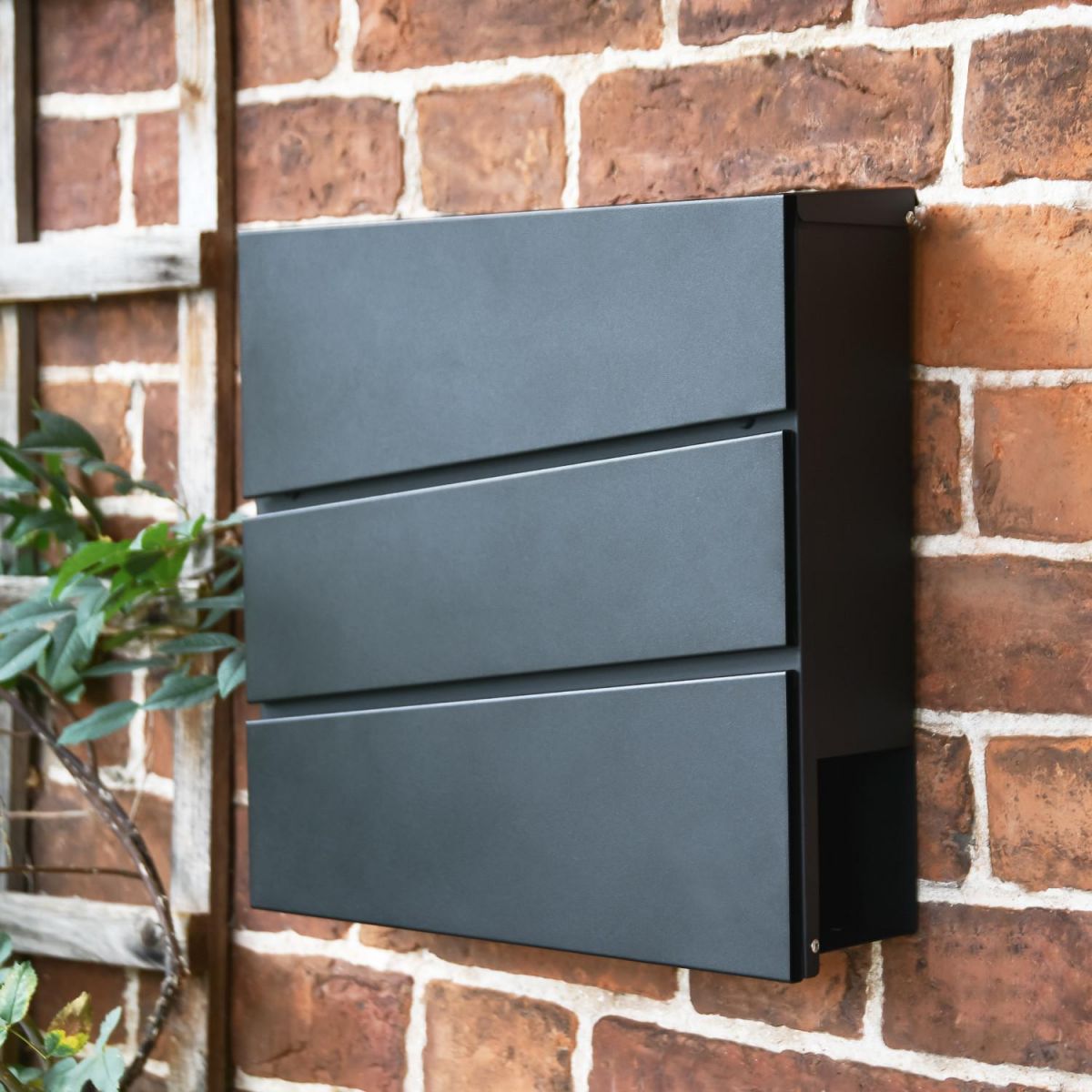 Black "Park View" Wall Mounted Post Box & Newspaper Holder