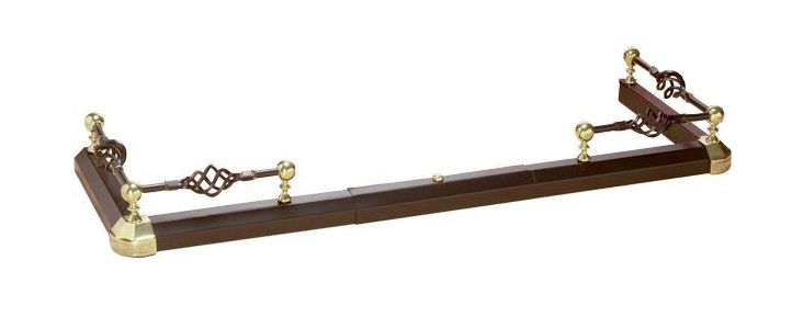 Black & Polished Brass Spiral Basket Hearth Fender