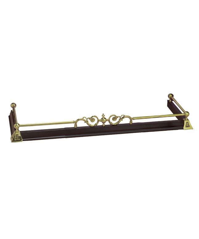 Black & Polished Brass Victorian Adjustable Hearth Fender 