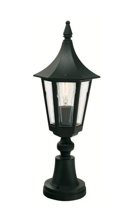 Black Six Sided Pillar Light 47cm