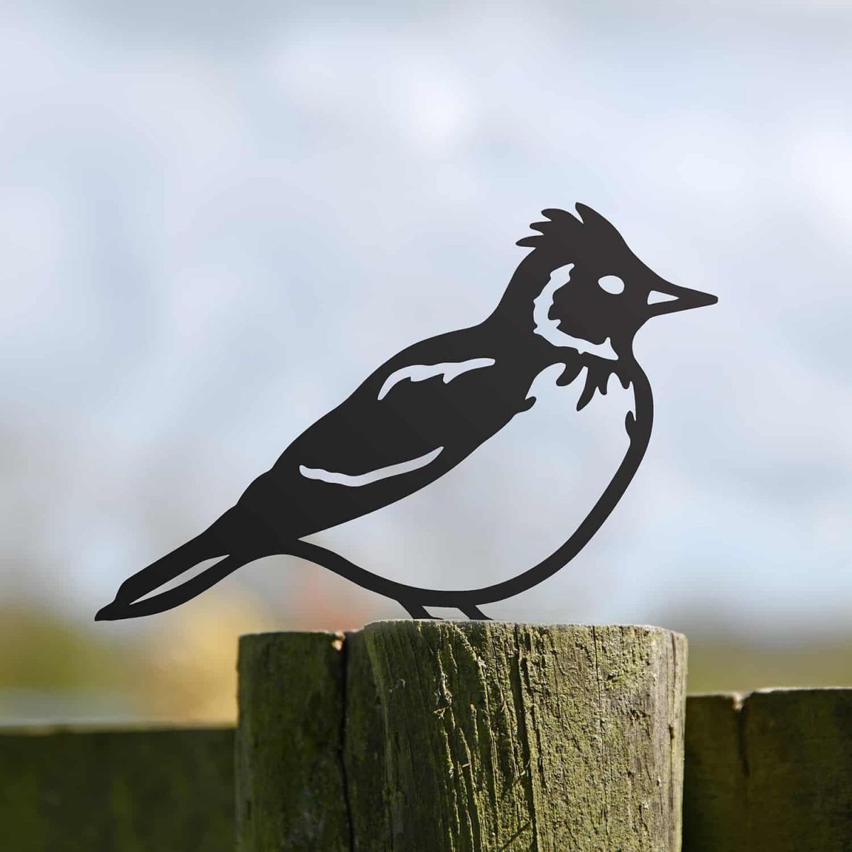 Black Steel Fence Topper with Skylark Design