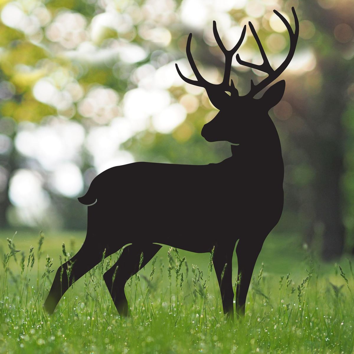 Black Stag Silhouette in Use in the Garden