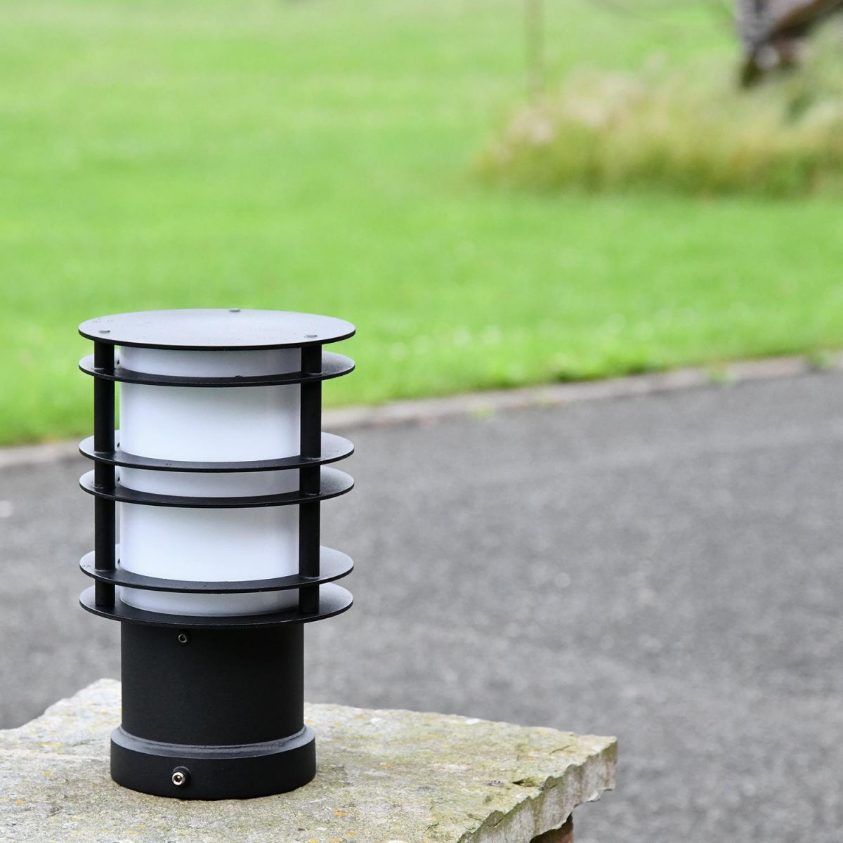 Steel Level Bollard Light on the Driveway