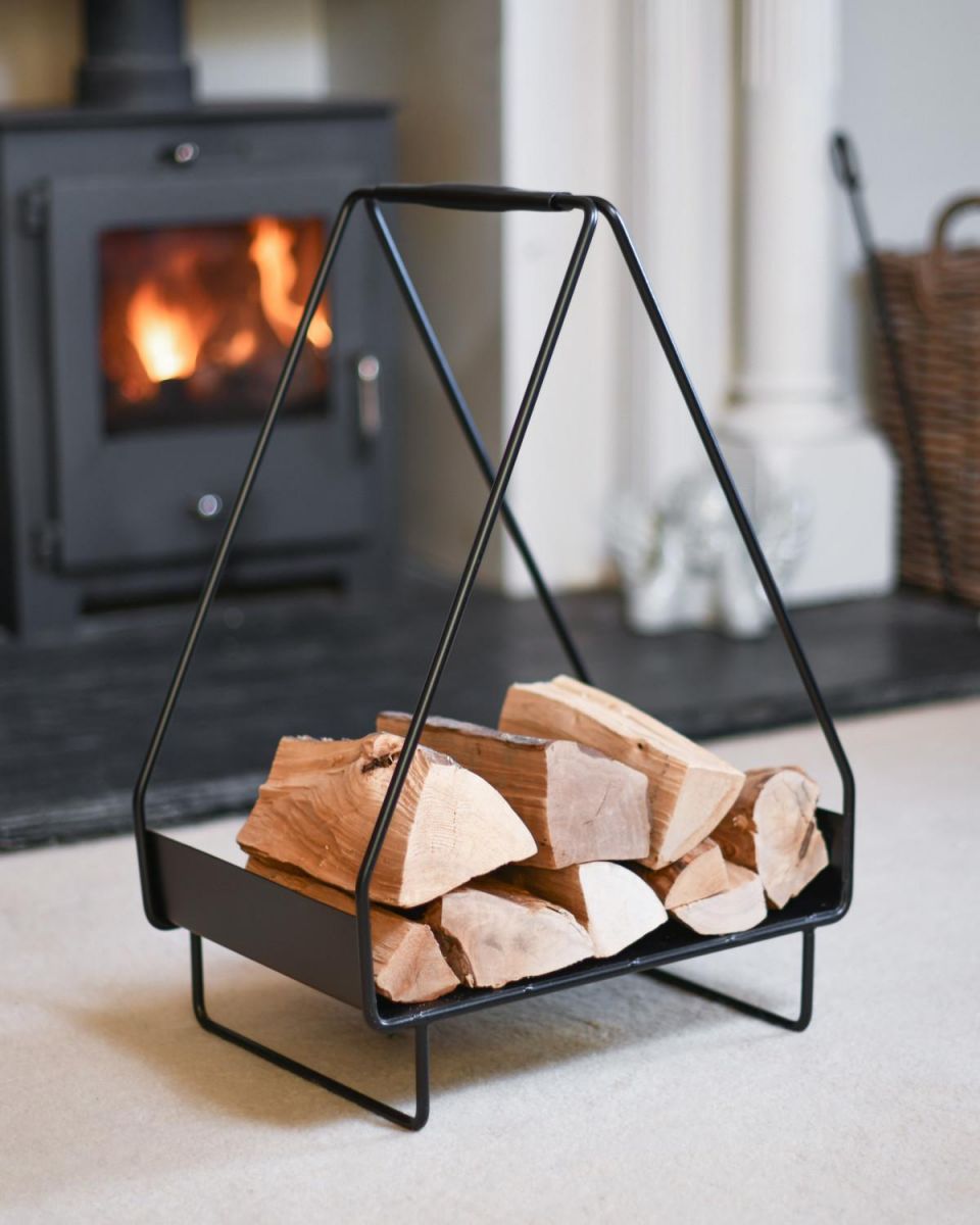 Black Open Design "Tepee" Log Holder