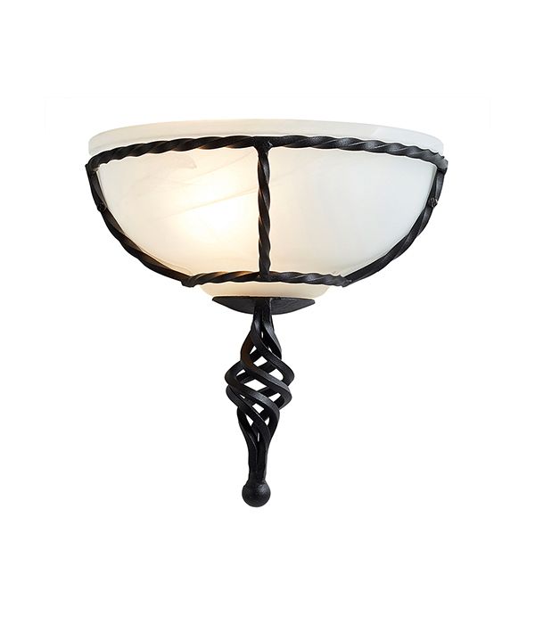 "Brockwick Hall" Black Twisted Iron Bowl Wall Light