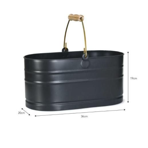 Black Utility Bucket with Wooden Handle Measurements