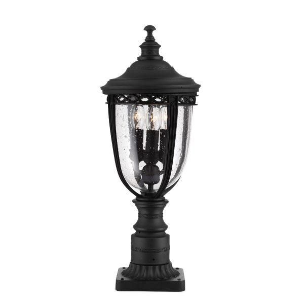 Black "Winsford" Traditional Three Bulb Countryside Pillar Light 55cm