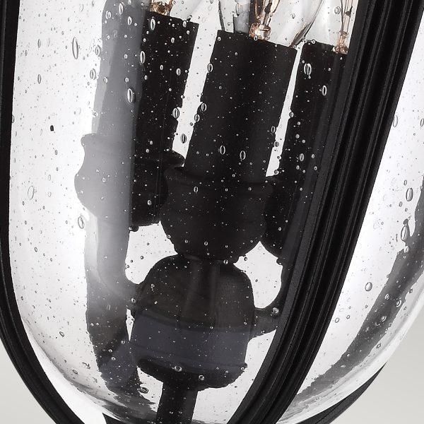 Close-Up of Black "Winsford" Traditional Three Bulb Countryside Pillar Light 55cm