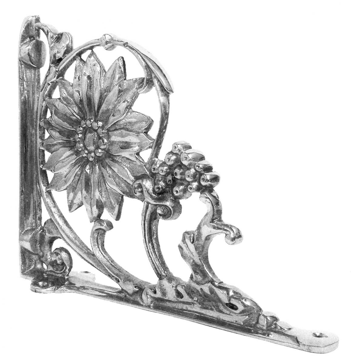 Bright Chrome Sunflower Shelf Bracket 27 x 21cm
