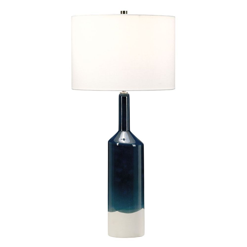 Blue and White Table Lamp On
