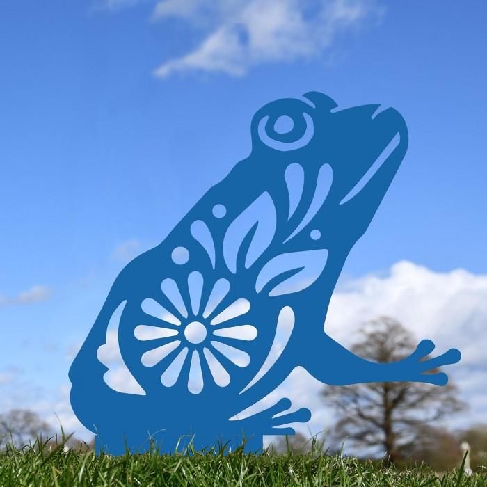 Floral Frog Silhouette in Blue