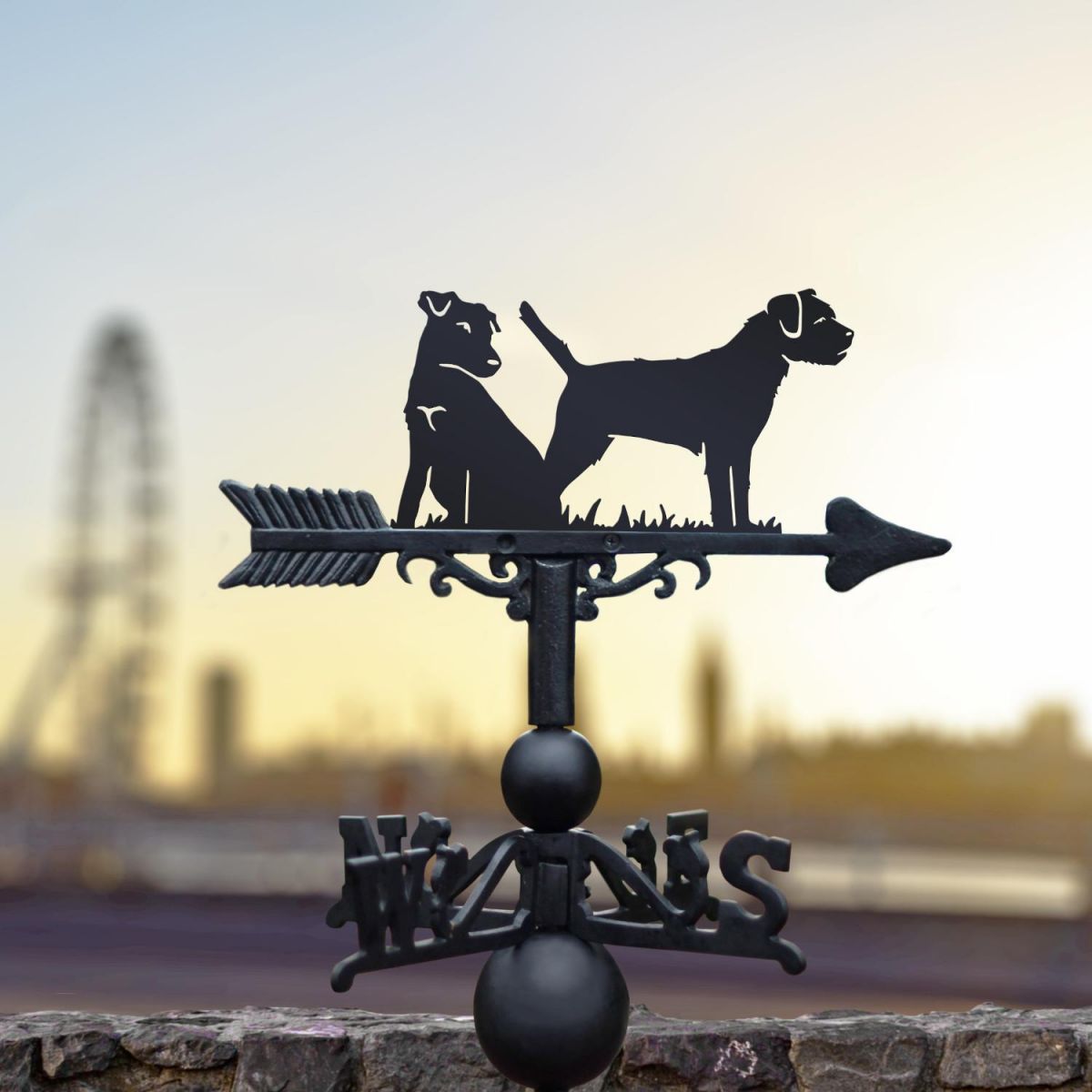 Weathervane with Border Terrier and Jack Russell Motif