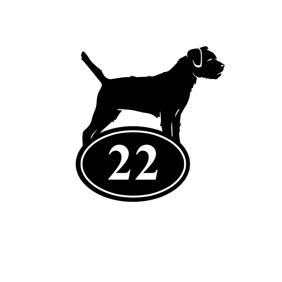 Border Terrier Iron House Number Sign Finished in Black