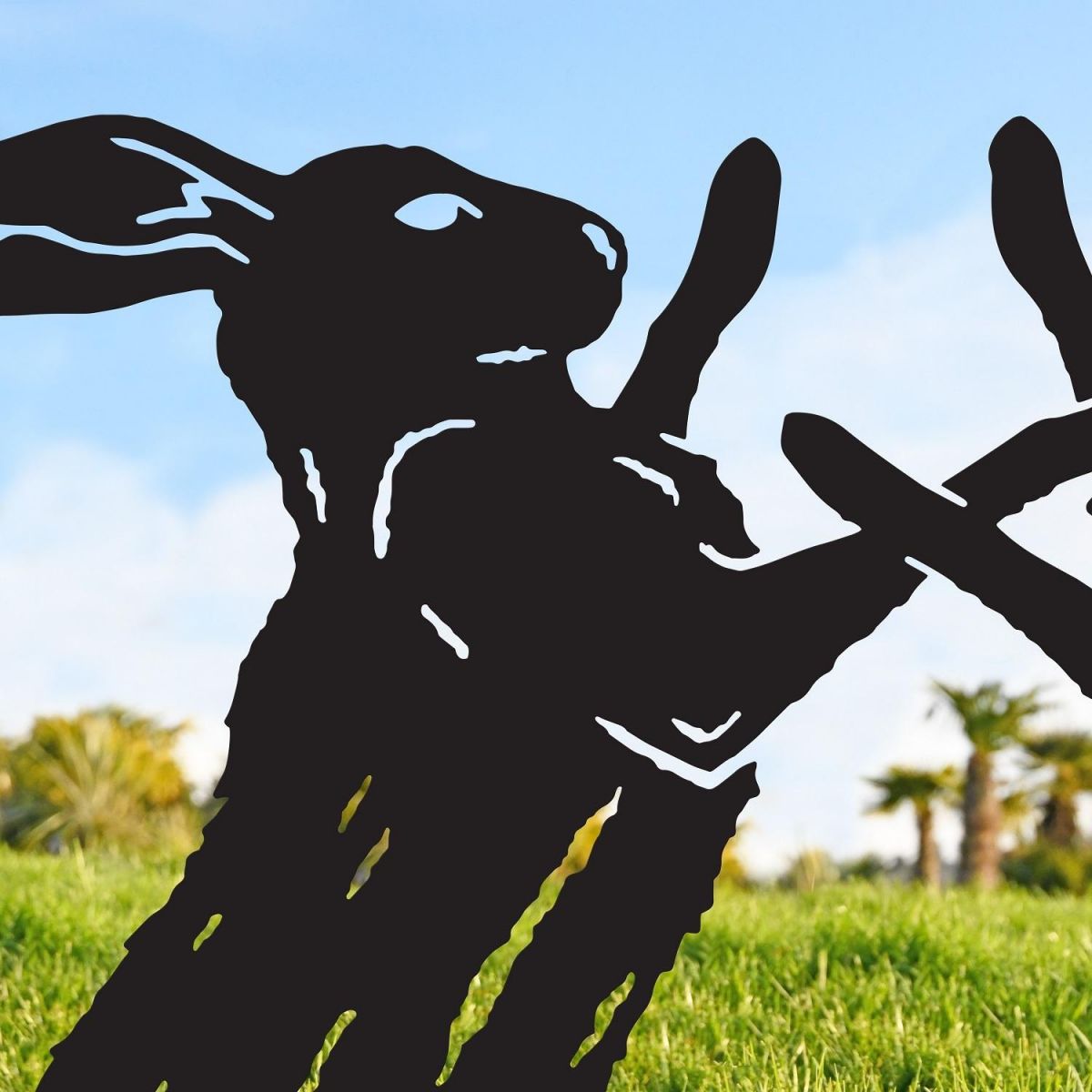 Close up of Large Boxing Hare Silhouette 