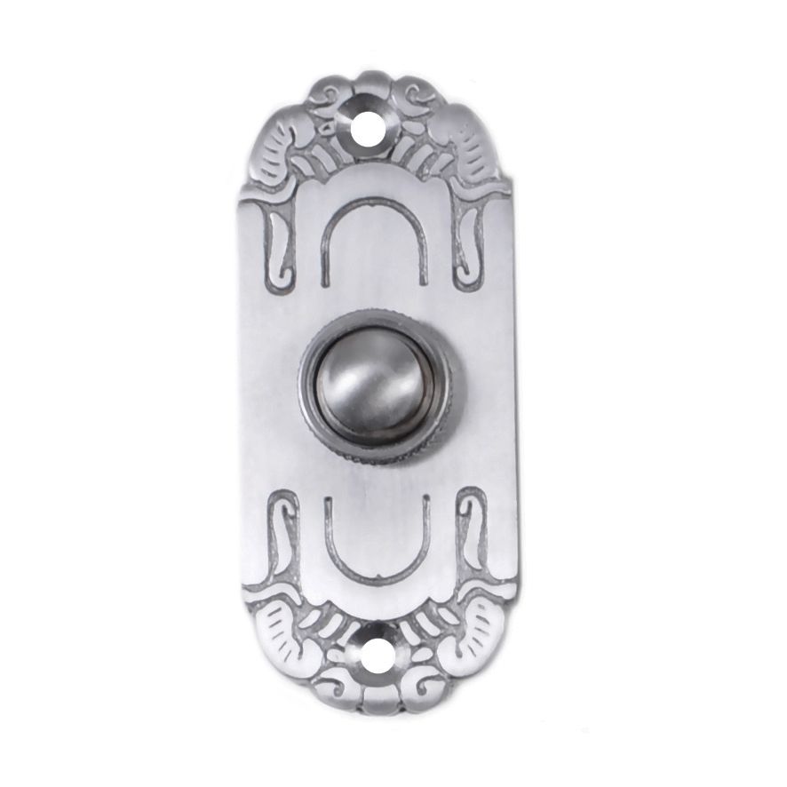 Satin chrome Art Nouveau inspired Bell push plate