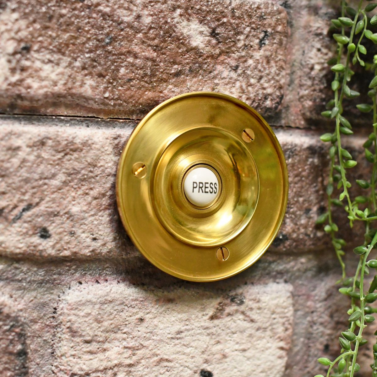 Traditional round brass bell push