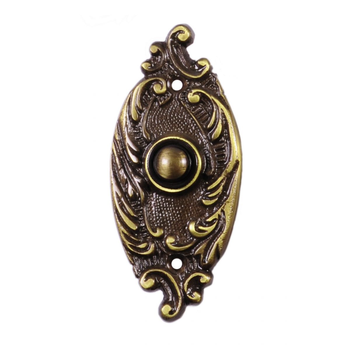 Clarice Oval Antique Brass Ornate Bell Push