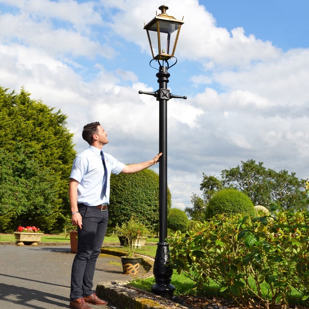 Antique Brass Dorchester Lamp Post & Lantern Set 3.25m