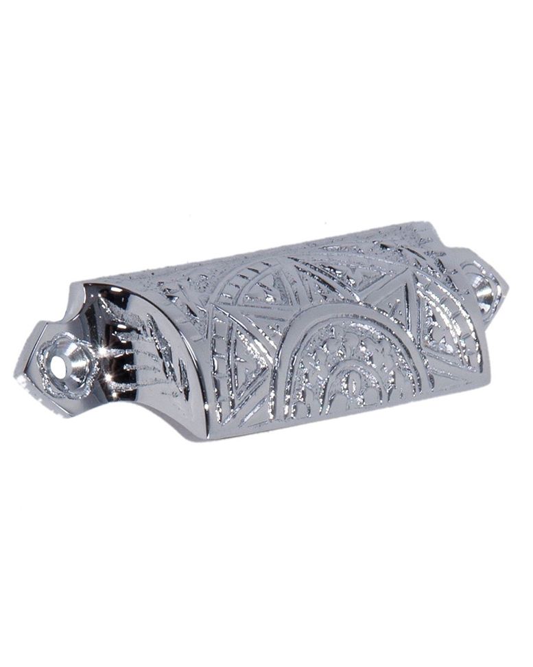 “St Marta” Antique Brass Hooded Cabinet Handle in a Bright Chrome Finish