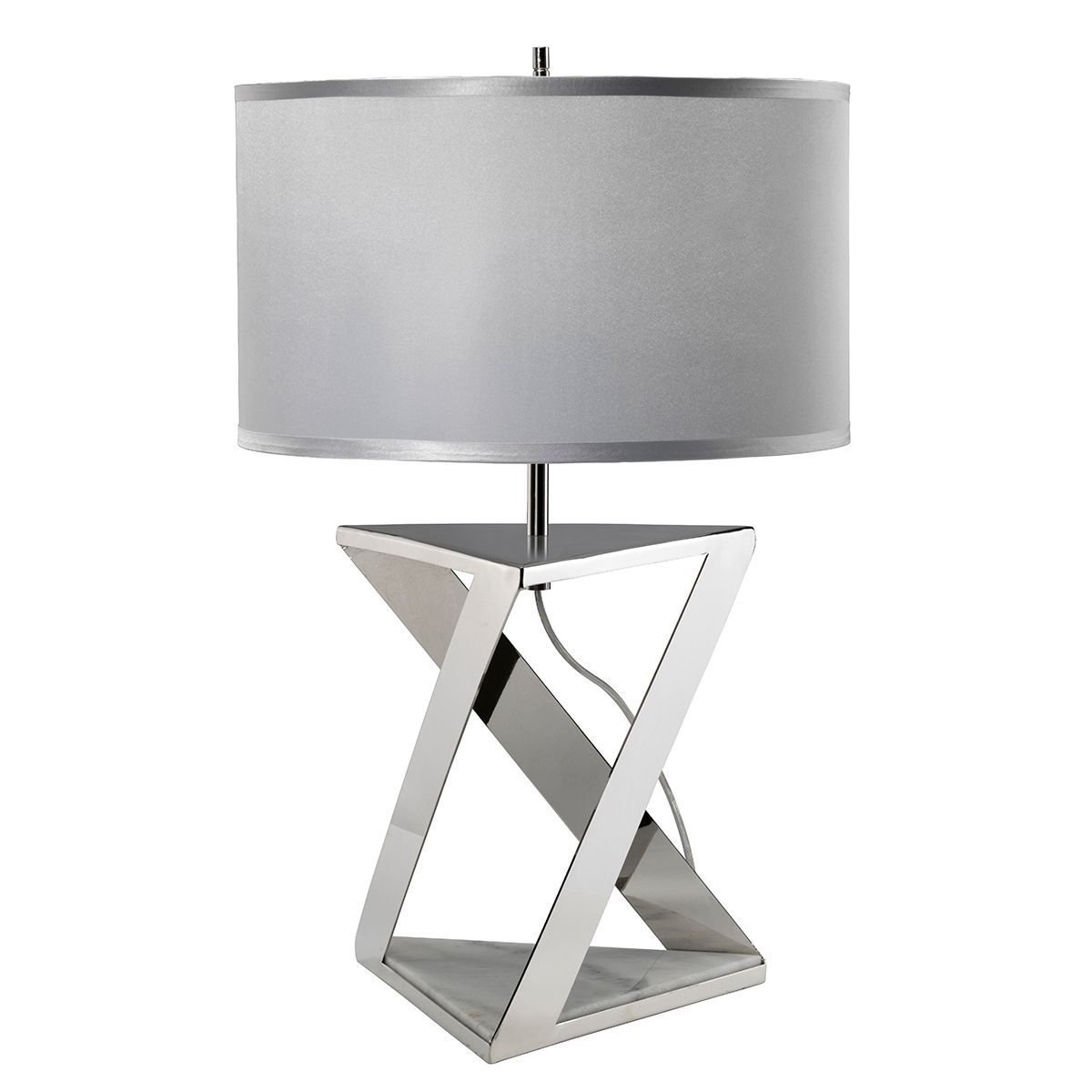Bright Chrome Table Lamp Switched Off 
