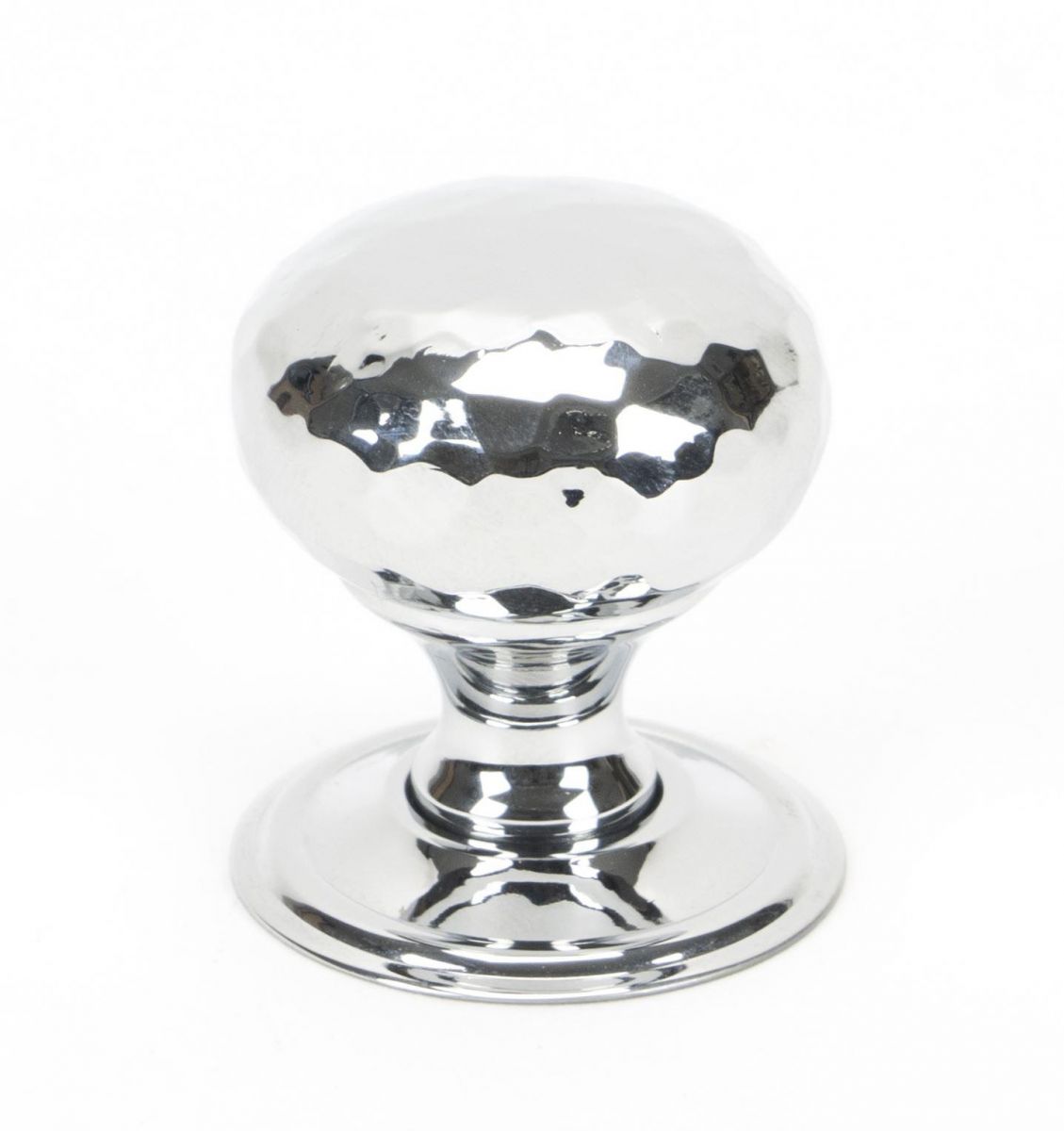 Bright Chrome Hammered Mushroom Cabinet Knob - 32mm