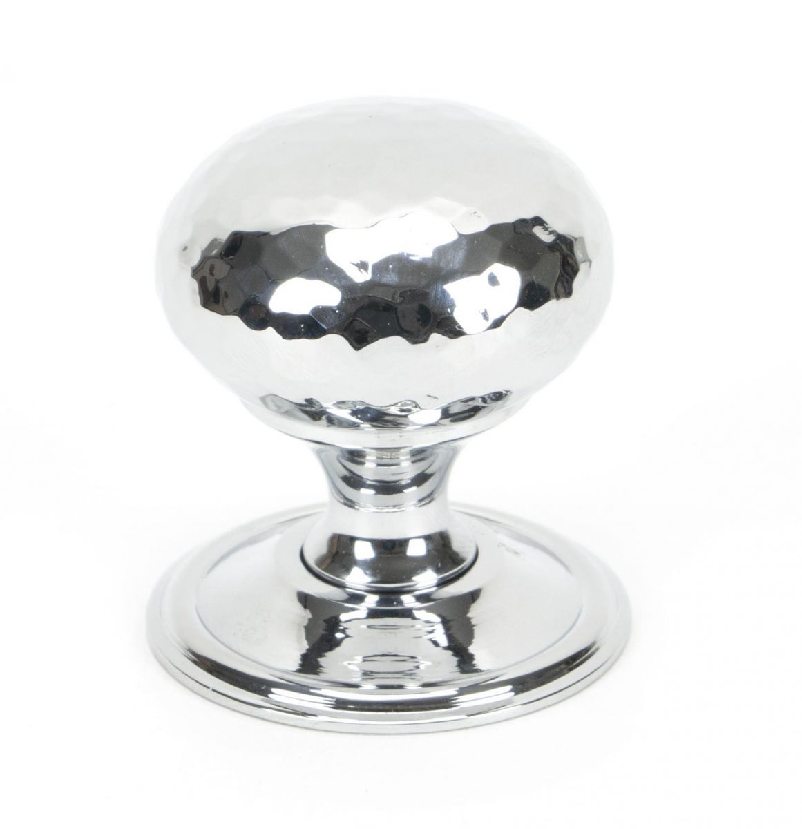 Bright Chrome Hammered Mushroom Cabinet Knob - 38mm
