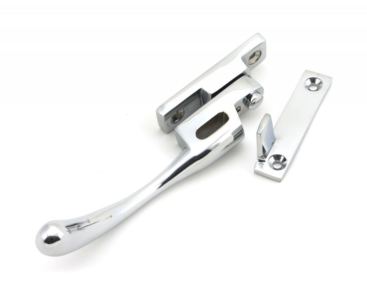 Bright Chrome Peardrop Locking Window Fastener Close-Up