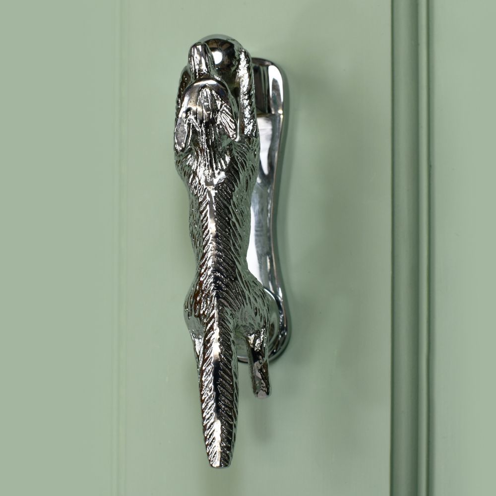 Bright Chrome Running Fox Door Knocker