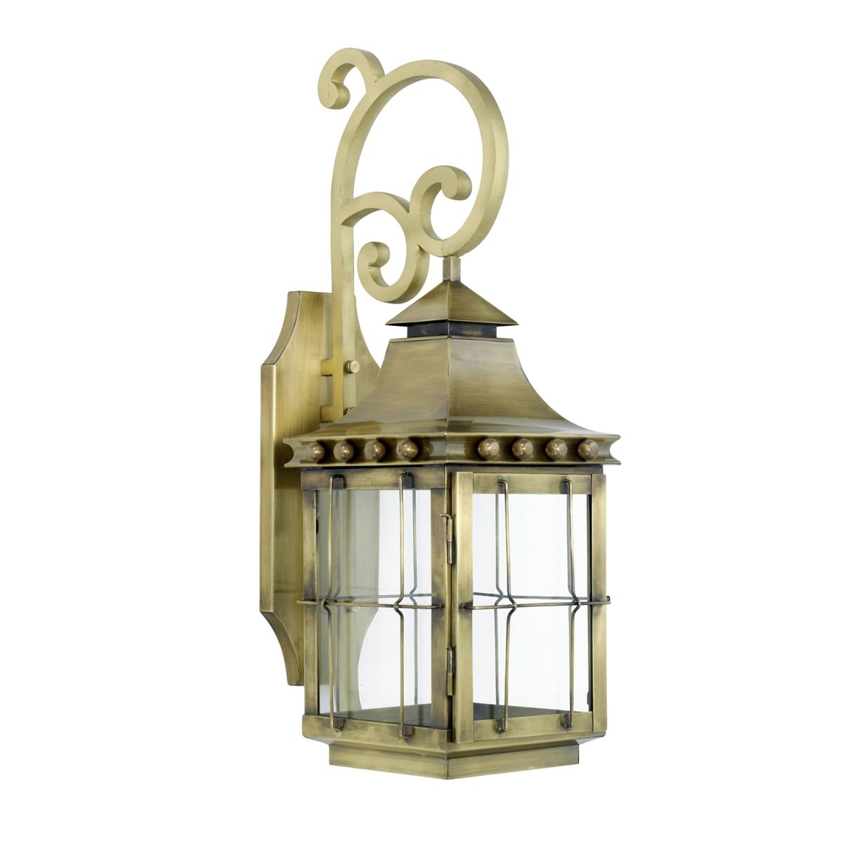 "Brighton" Wall Lantern Finished in Antique Brass