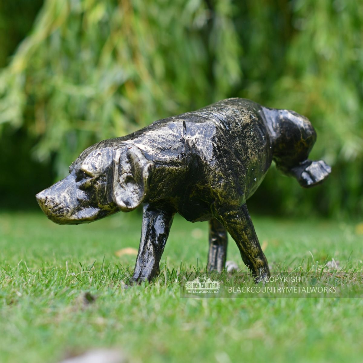 Bronze Finish Dog Peeing Garden Sculpture