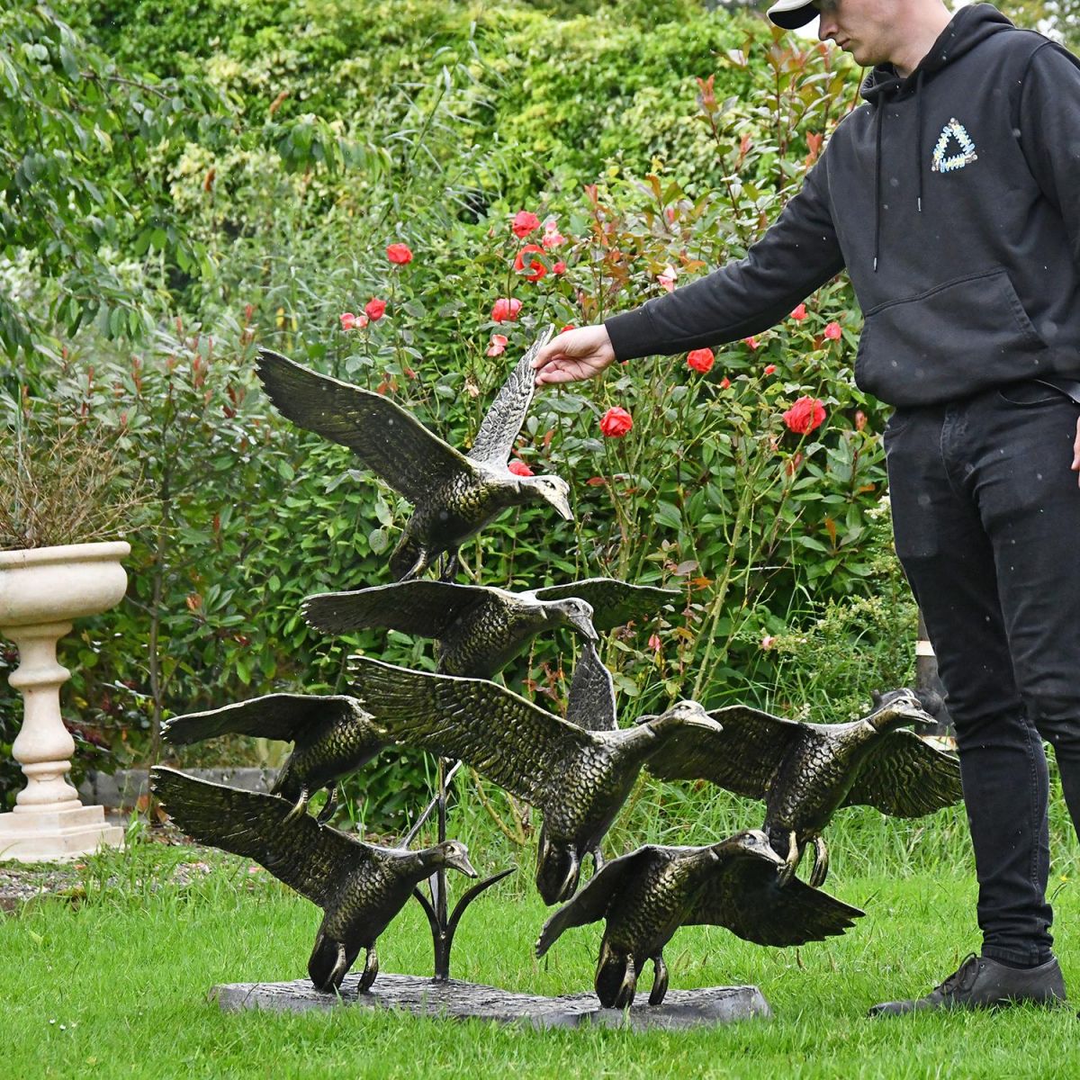 Bronze Finish Flying Duck Sculpture to Scale
