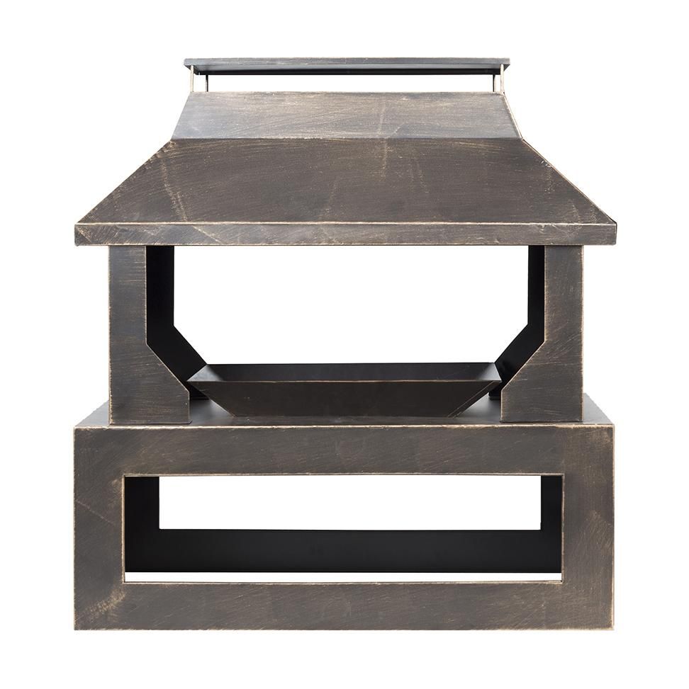 Large Wood Burner and Log Store in a Bronze Finish