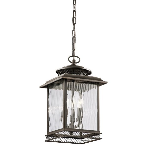 "Endon Harbour" Bronze Rain Glass Hanging Lantern