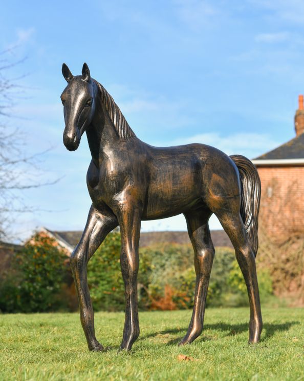 Bronze Standing Foal Garden Sculpture