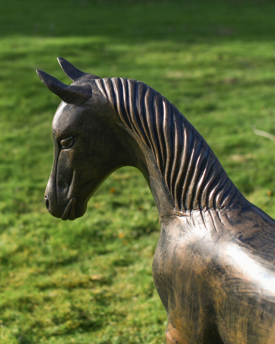 Mane On The Bronze Standing Foal Garden Sculpture