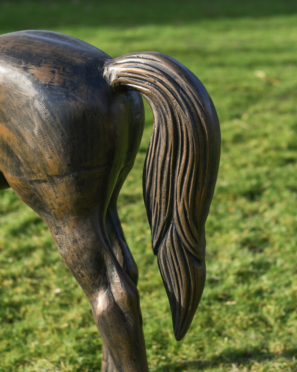 Bronze Standing Foal Garden Sculpture Tail