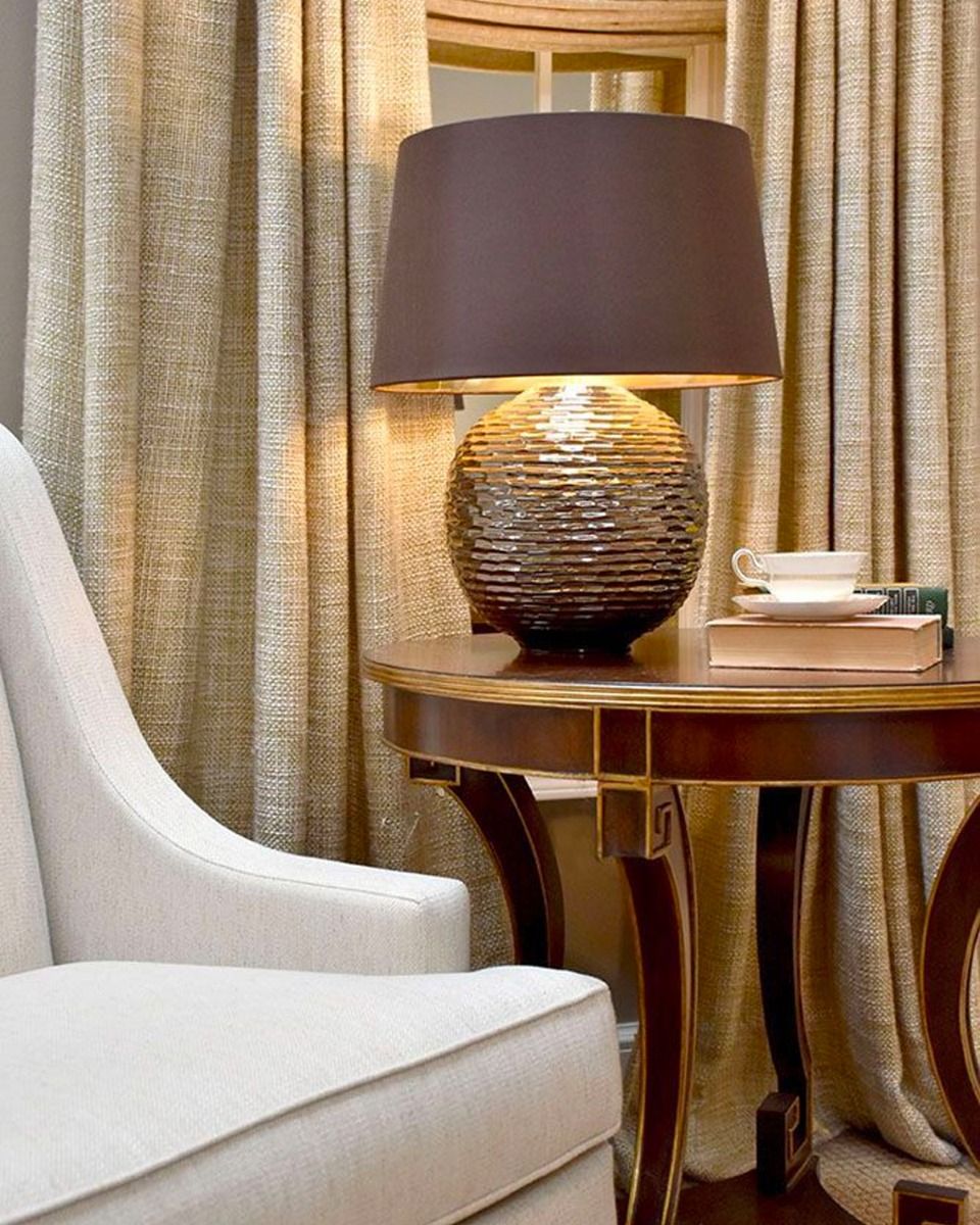 Brown and Gold Table Lamp In Situ 