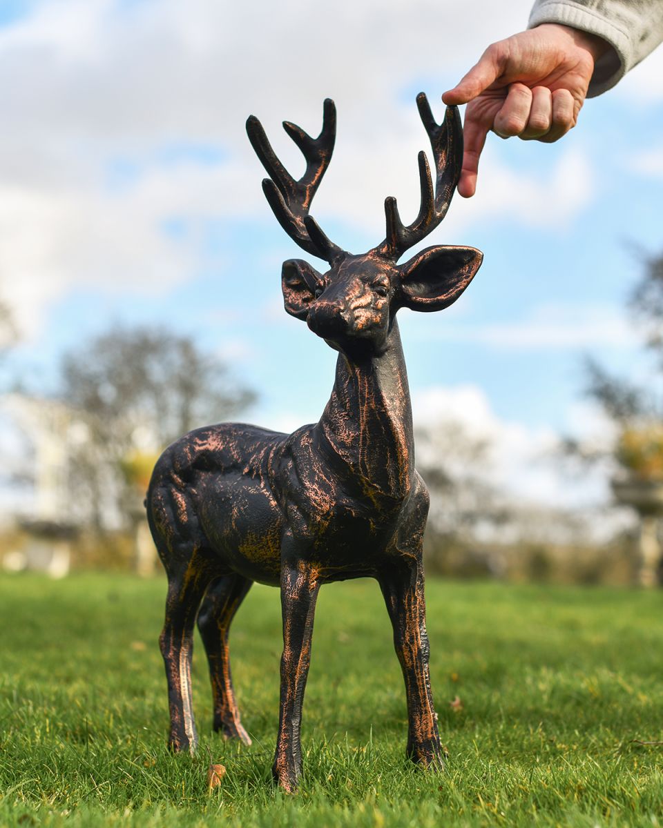Brushed Bronze "Brutus" Standing Buck Sculpture to Scale