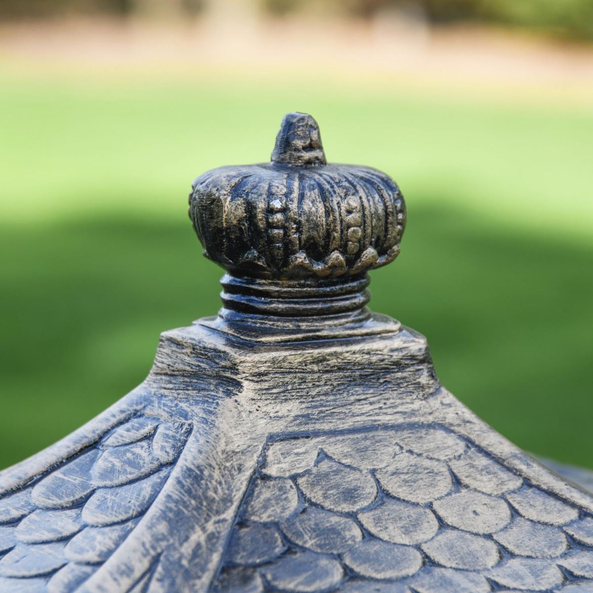 Close-Up of Brushed Gold Finish on Freestanding Post Box