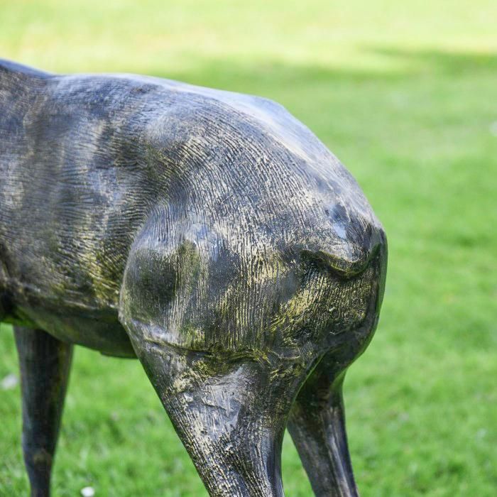 Rear view of Brushed Gold Standing Deer Sculpture