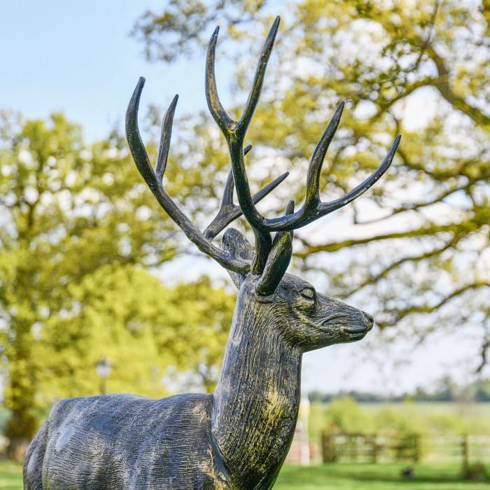 Brushed Gold Antlers on Standing Deer Sculpture 