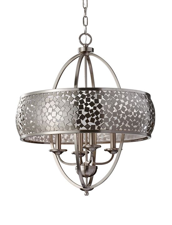 "Hollenwick Grove" Brushed Steel Chandelier With Mosaic Pattern