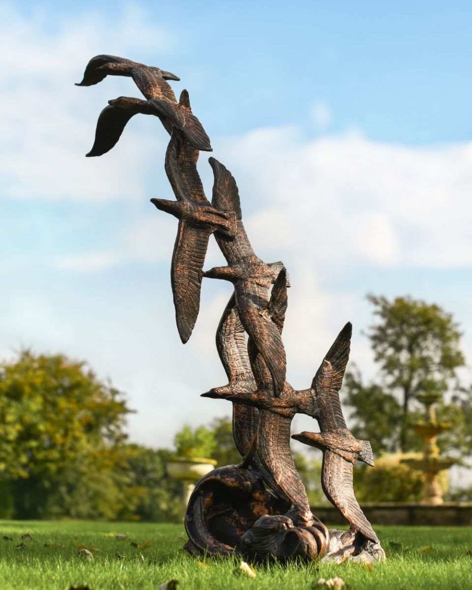 Full view of Seagull Flock Sculpture
