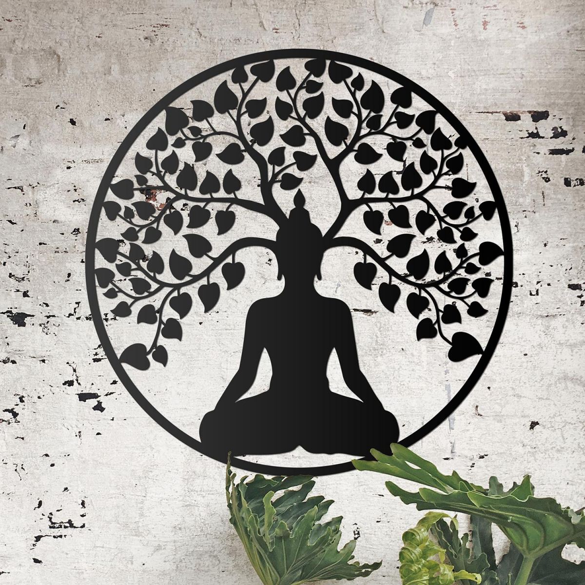 "Buddha Tree" Wall Art in Situ on a Rustic Brick Wall