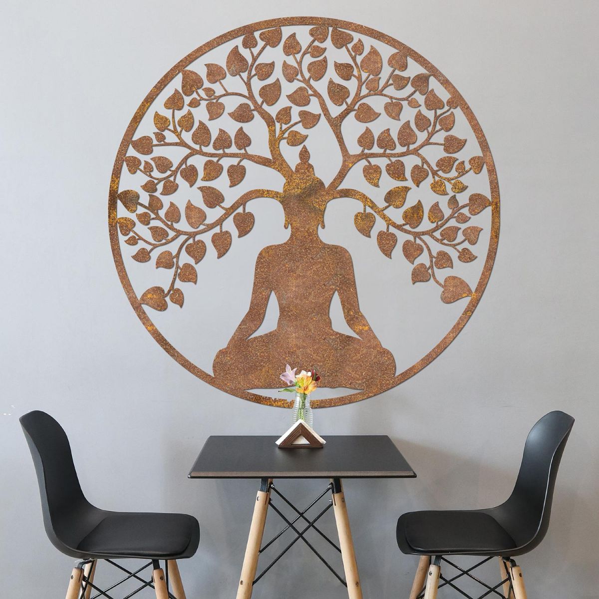 "Buddha Tree" Rustic Wall Art in the Living Room