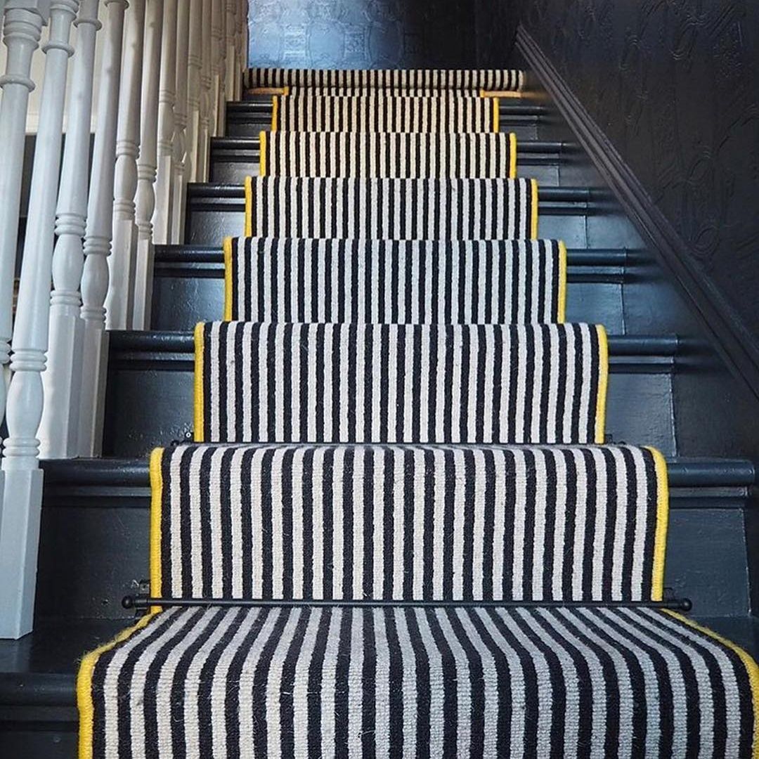 Midnight Black "Cambridge" Stair Rods In Situ