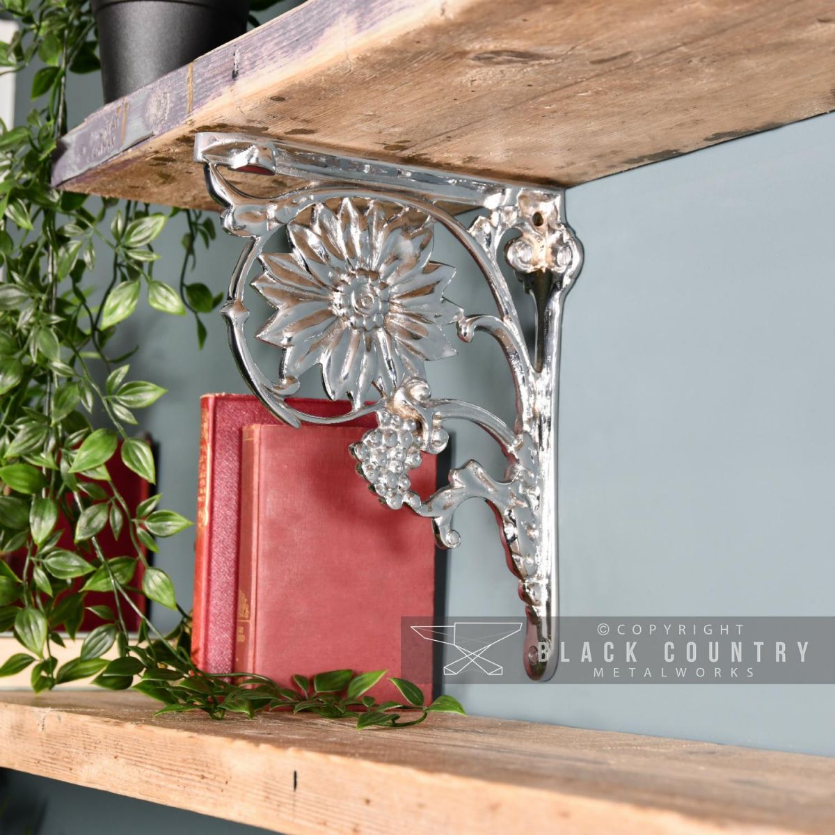 Bright Chrome Sunflower Shelf Bracket 27 x 21cm