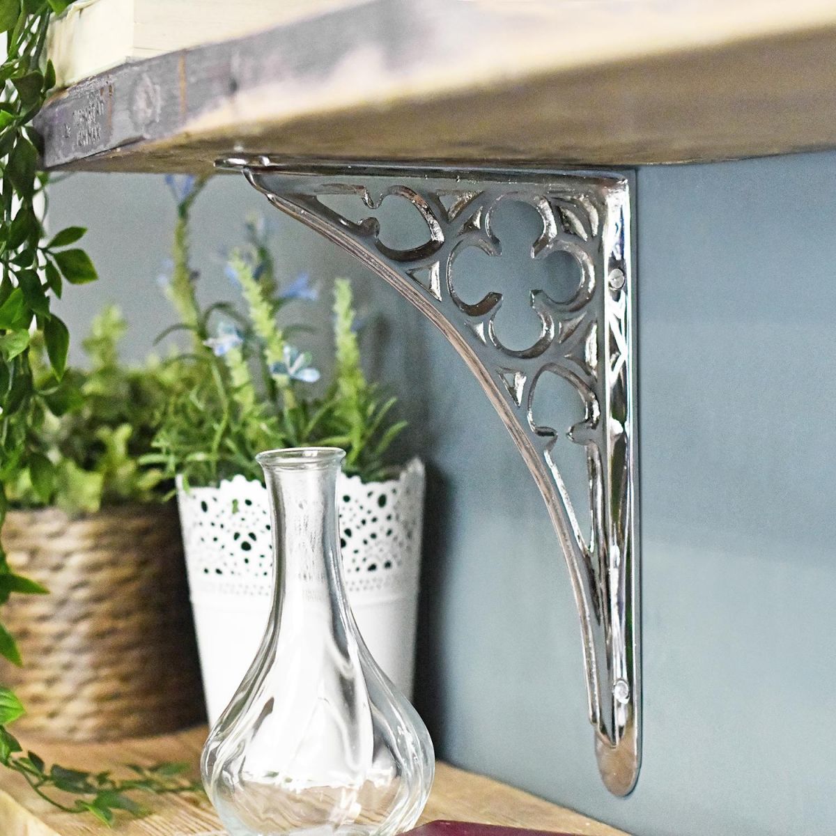Bright Chrome Coalbrookdale Shelf Bracket 27 x 18cm