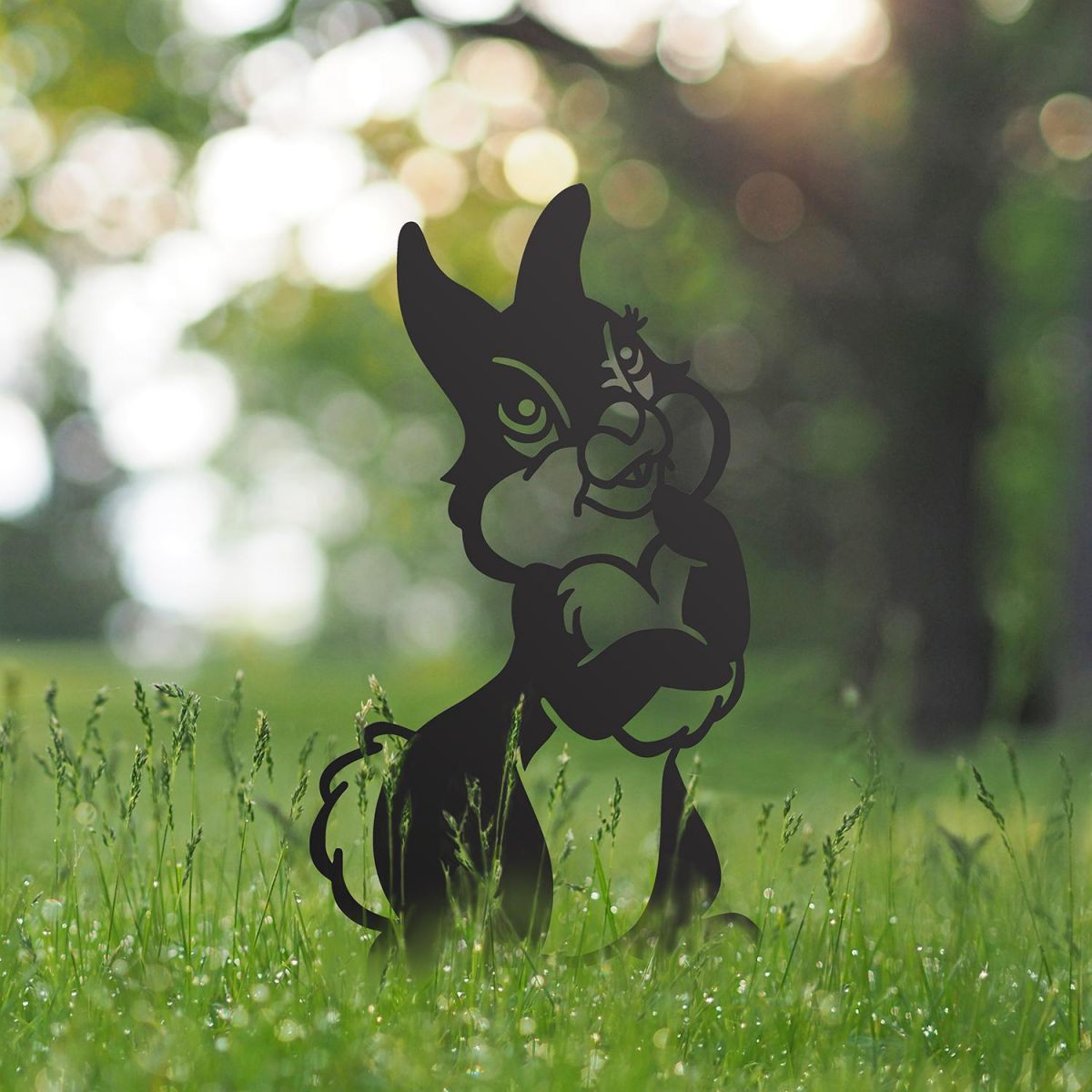 Cartoon Rabbit Iron Silhouette in the Garden
